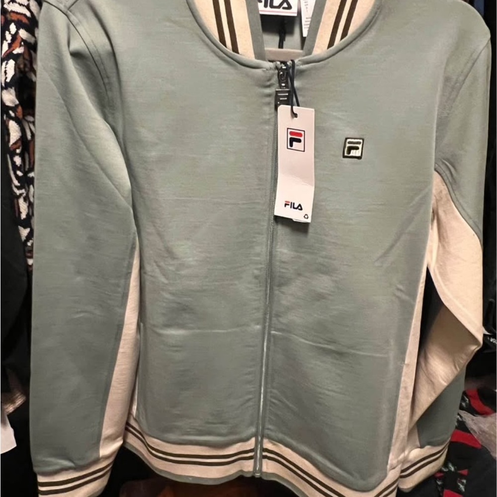 NWT Fila Green and Cream Zip-Up Track Suit Jacket
